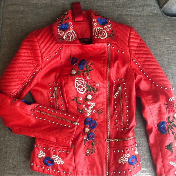 DENIMAXX COUTURE RED LEATHER JACKET - Picture 8 of 10